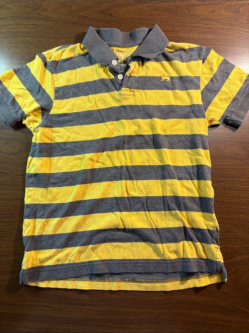 Old Navy Yellow and Gray Striped Polo Shirt
